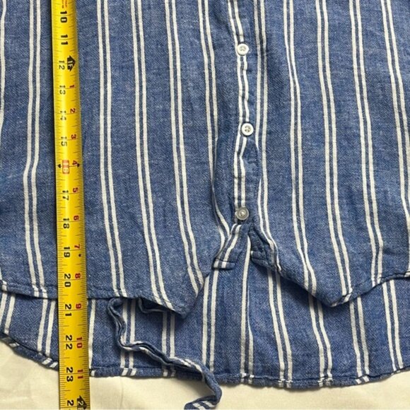 Jachs Girlfriend Striped Linen Blend Tie-Front Shirt L - Picture 6 of 6
